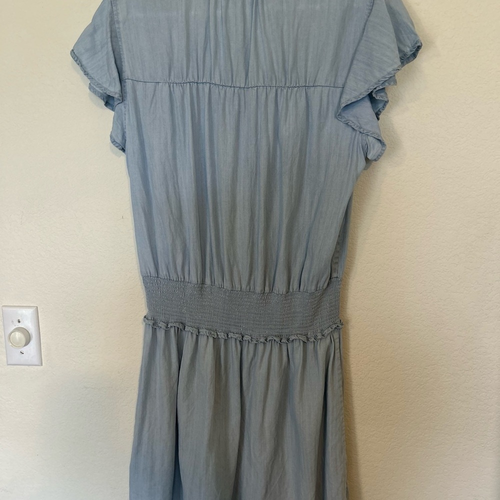 Rails Amina Smocked Mini Dress Large chambray - Picture 4 of 10